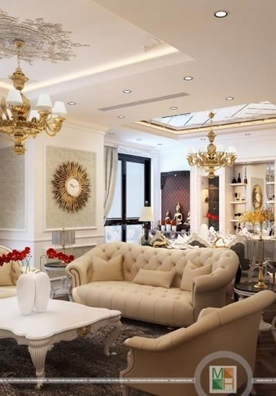 Thiết kế nội thất tân cổ điển chung cư Royal City cao cấp