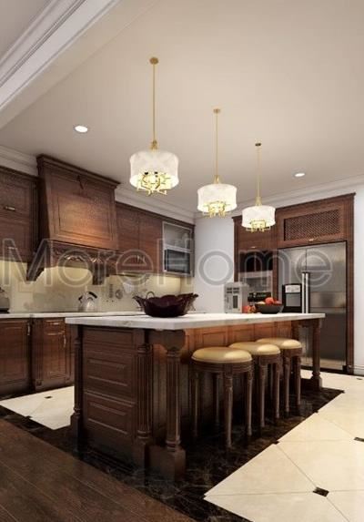 Thiết kế nội thất gỗ óc chó chung cư Royal City tân cổ điển
