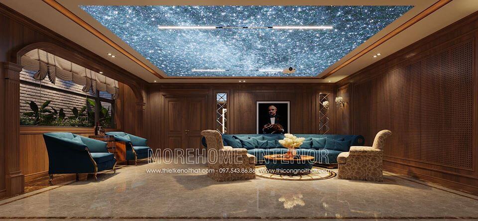 Mẫu sofa tân cổ điển đẹp cho tầng hầm nhà biệt thự Vinhomes Greeb bay sofa tân cổ điển