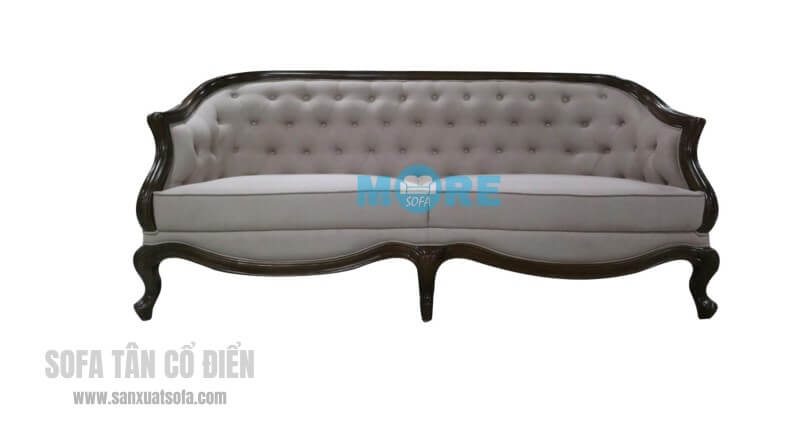 Sofa văng tân cổ điển MS-008 gỗ tự nhiên Óc chó, bọc nỉ nhập khẩu cao cấp cho chung cư, biệt thự đẹp sofa tân cổ điển