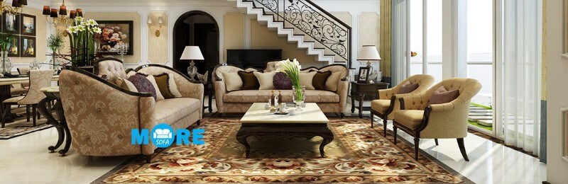 Gỗ óc chó, nỉ cao cấp nhập khẩu luôn là sự kết hợp hoàn hảo để tạo nên Sofa tân cổ điển đẹp, phù hợp tạo nên đẳng cấp của gia chủ Mẫu sofa tân cổ điển đẹp, sang trọng và đẳng cấp