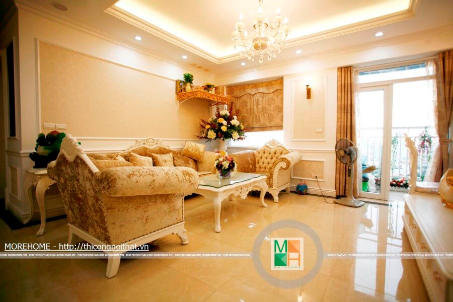 Bộ sofa tân cổ điển vải nhung tạo cảm giác ấm áp, vô cùng mềm mại Mẫu sofa tân cổ điển đẹp, sang trọng và đẳng cấp
